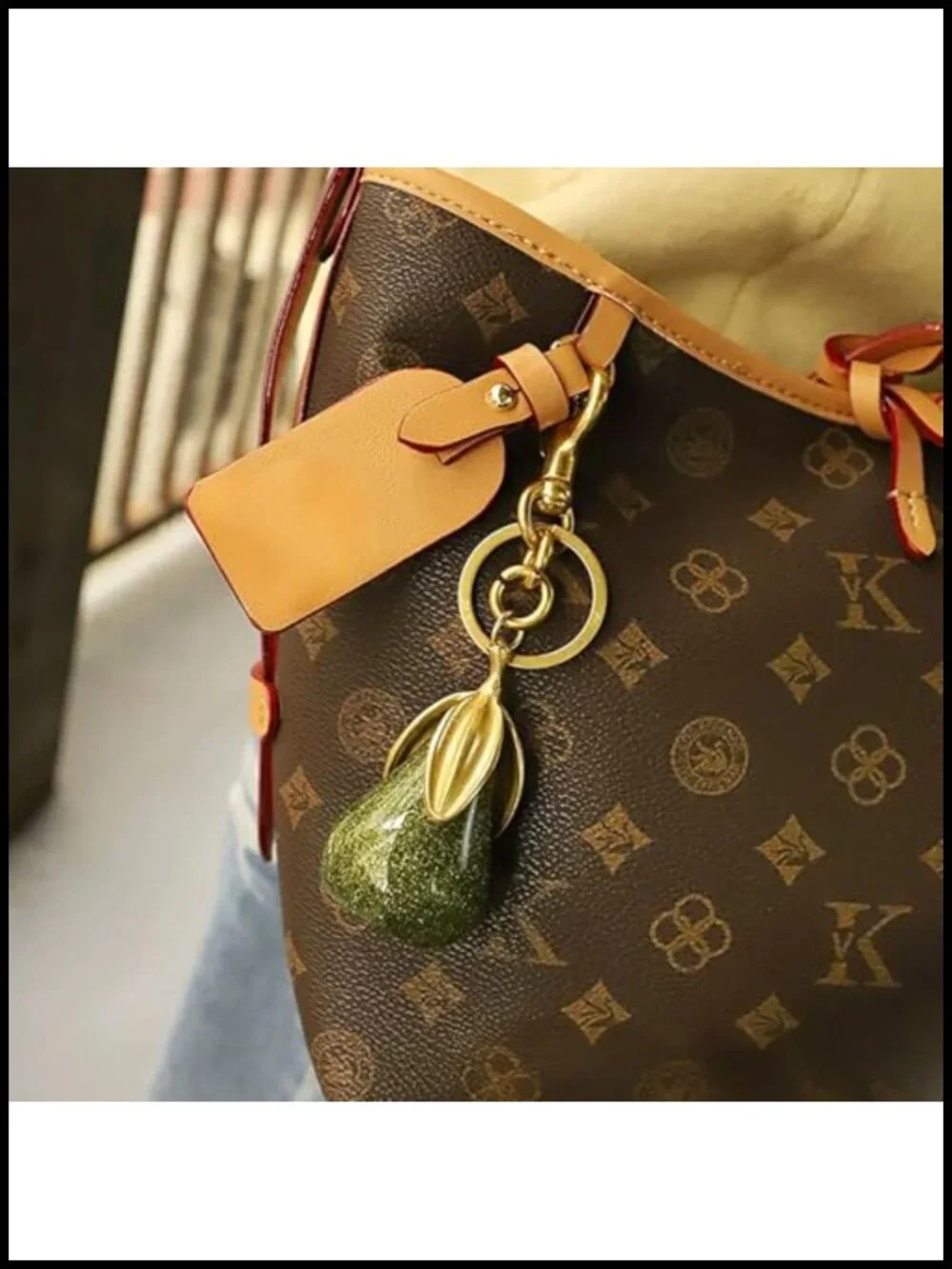 Glossy Resin Cherry Purse Charm Keychain Gold Hardware Bag Accessory